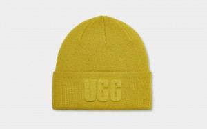 Ugg 3D Graphic Logo Women's Beanie Yellow | QEOVDTX-20