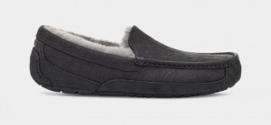 Ugg Ascot Matte Leather Men's Slippers Black | ZOEGXFJ-85