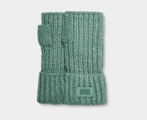 Ugg Chunky Fingerless Cuff Women's Gloves Green | YNXBVGE-29