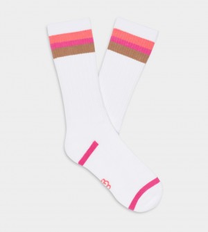 Ugg Clare Three Stripe Crew Women's Socks Multicolor | HQYGKWZ-01