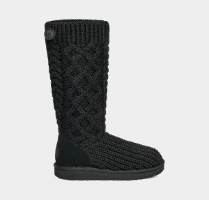 Ugg Classic Cardi Cabled Knit Kids' Boots Black | BNDCFXT-51