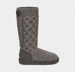 Ugg Classic Cardi Cabled Knit Kids' Boots Grey | RIZWNSQ-59