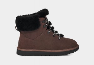 Ugg Classic Mini Alpine Lace Women's Boots Brown | QBMPFCA-23