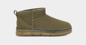 Ugg Classic Ultra Mini Clear Women's Boots Olive | AXKTBNW-86