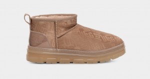 Ugg Classic Ultra Mini Monogram Women's Boots Brown / Grey | FXZAUEC-79