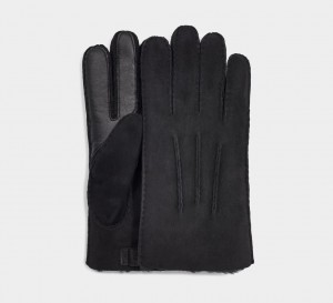 Ugg Contrast Sheepskin Tech Men's Gloves Black | ZIGPTLU-71