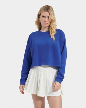 Ugg Delylah Long Sleeve Crop Women's Tops Blue | YBUJTCO-45