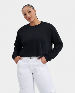 Ugg Delylah Long Sleeve Crop Women's Tops Black | VZFUMBA-01