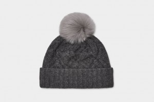 Ugg Desmond Cable Knit Pom Women's Hats Grey | LGBSHIT-23