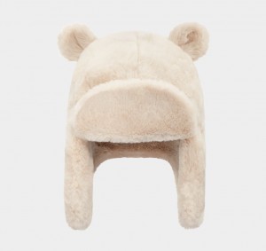Ugg Faux Fur Trapper With Ears Kids' Hats White | VWBYKLR-01