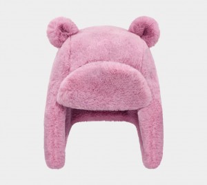 Ugg Faux Fur Trapper With Ears Kids' Hats Rose | XBKLCZQ-29