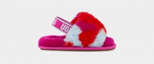 Ugg Fluff Yeah Camopop Kids' Slippers Red | UQHNFSD-42