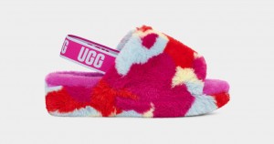 Ugg Fluff Yeah Camopop Women's Slippers Red | EJNGRAX-58