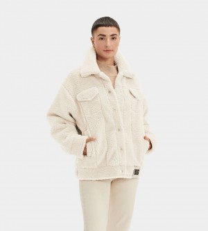 Ugg Frankie Sherpa Trucker Women's Jackets Beige | YXFOMJA-06