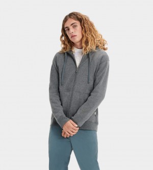 Ugg Gordon Zipped Men's Hoodie Grey | VDKLFCA-17