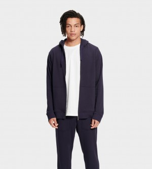 Ugg Gordon Zipped Men's Hoodie Navy | FTZDLBC-85