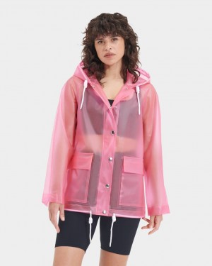 Ugg Hutton Rain Women's Jackets Pink | DOQVWHR-70