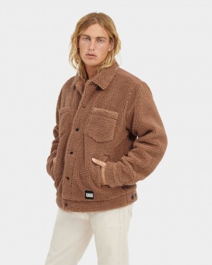 Ugg Janson Sherpa Trucker Men's Jackets Brown | OUBVAPK-47