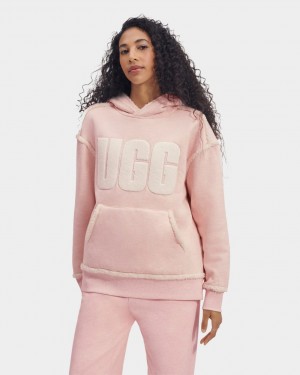 Ugg Joanne B Fleece Logo Women's Hoodie Pink / White | ARYVJIK-62