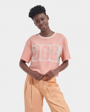 Ugg Jordene Colorblocked Logo Women's Tops Pink | JCXSIOQ-42