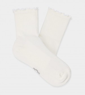 Ugg Karsyn Lettuce Edge Women's Socks White | ZXDOLQP-25