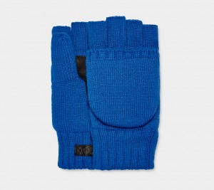 Ugg Knit Flip Mitten Men's Gloves Blue | GOKQLEU-48