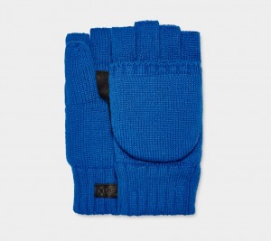 Ugg Knit Flip Mitten Men's Gloves Blue | GOKQLEU-48