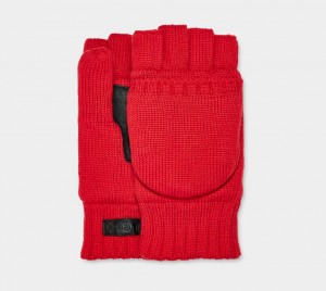 Ugg Knit Flip Mitten Men's Gloves Red | MVBRECP-93