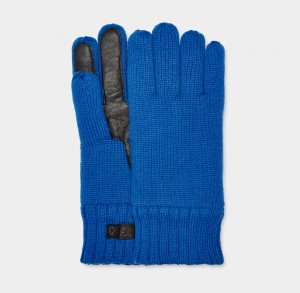 Ugg Knit Men's Gloves Blue | BYCIQJD-59