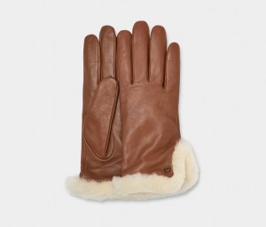 Ugg Leather Sheepskin Vent Women's Gloves Brown | UDMHXAW-12