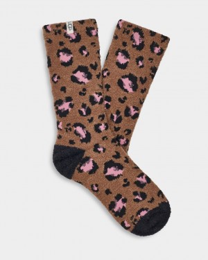 Ugg Leslie Graphic Crew Women's Socks Leopard | QCNWZEV-61