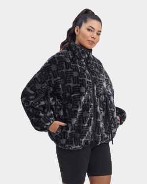 Ugg Marlene Sherpa Monogram Women's Jackets Black | QBLPDJA-95