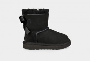 Ugg Mini Bailey Bow II Kids' Boots Black | MNEQGPF-16