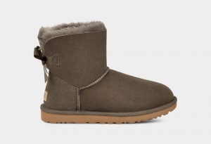 Ugg Mini Bailey Bow II Women's Boots Grey | QJDAVGC-74