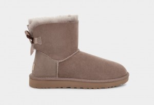 Ugg Mini Bailey Bow II Women's Boots Grey | XJHPIQU-70