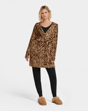 Ugg Miranda Fleece Robe Women's Sleepwear Leopard | XDPVRQG-93