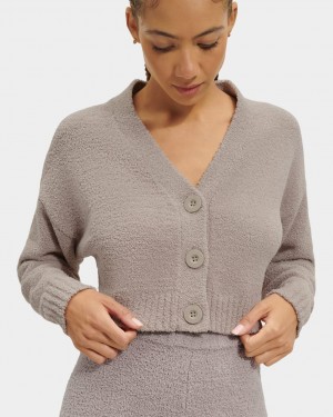 Ugg Nyomi Cropped Women's Cardigan Grey | MVGRPED-59