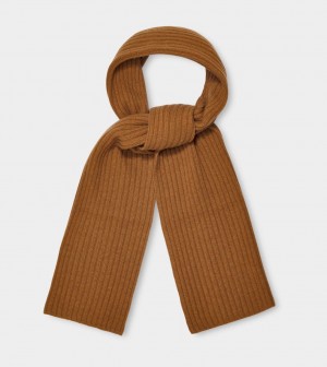 Ugg Pryce Rib Knit Women's Scarves Brown | SNMXRWF-98