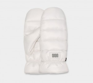 Ugg Puff Yeah All Weather Mitten Women's Gloves White | OVBFXZH-61
