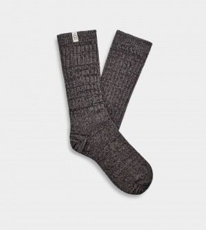 Ugg Rib Knit Slouchy Crew Women's Socks Grey / Black | NHABUTO-45