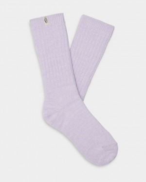 Ugg Rib Knit Slouchy Crew Women's Socks Purple | JUMDKIX-97