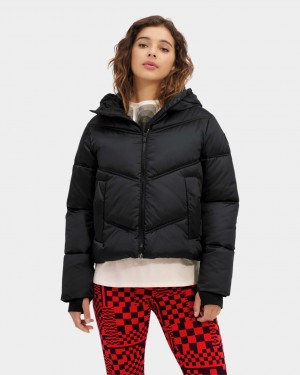 Ugg Ronney Cropped Puffer Women's Jackets Black | WAFYCZT-74