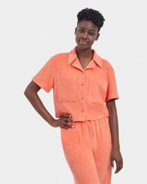 Ugg Saniyah Sleeve Buttondown Women's Tops Orange | VYGKTOJ-90