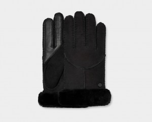 Ugg Sheepskin Whipstitch Women's Gloves Black | BKACQYS-28