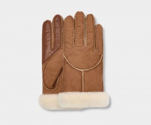 Ugg Sheepskin Whipstitch Women's Gloves Brown | SLXGKBE-94
