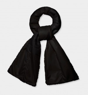 Ugg Sherpa Puffer Logo Women's Scarves Black | VYFMBRZ-53