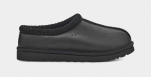 Ugg Tasman Leather Men's Slippers Black | FVRDLNI-42