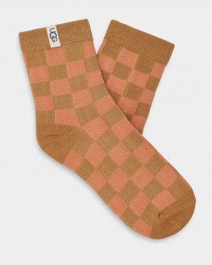 Ugg Teslin Quarter Women's Socks Orange / Brown | MCHZONX-14