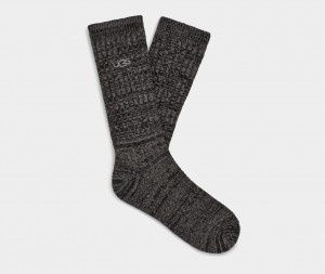 Ugg Trey Rib Knit Slouchy Crew Men's Socks Black | IJLATPG-20