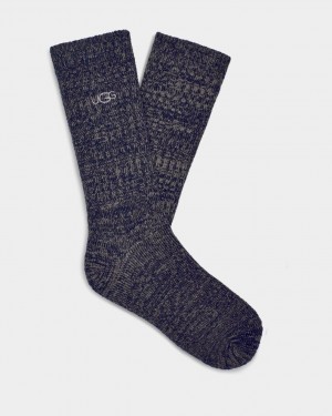 Ugg Trey Rib Knit Slouchy Crew Men's Socks Navy | HZYLOBP-67